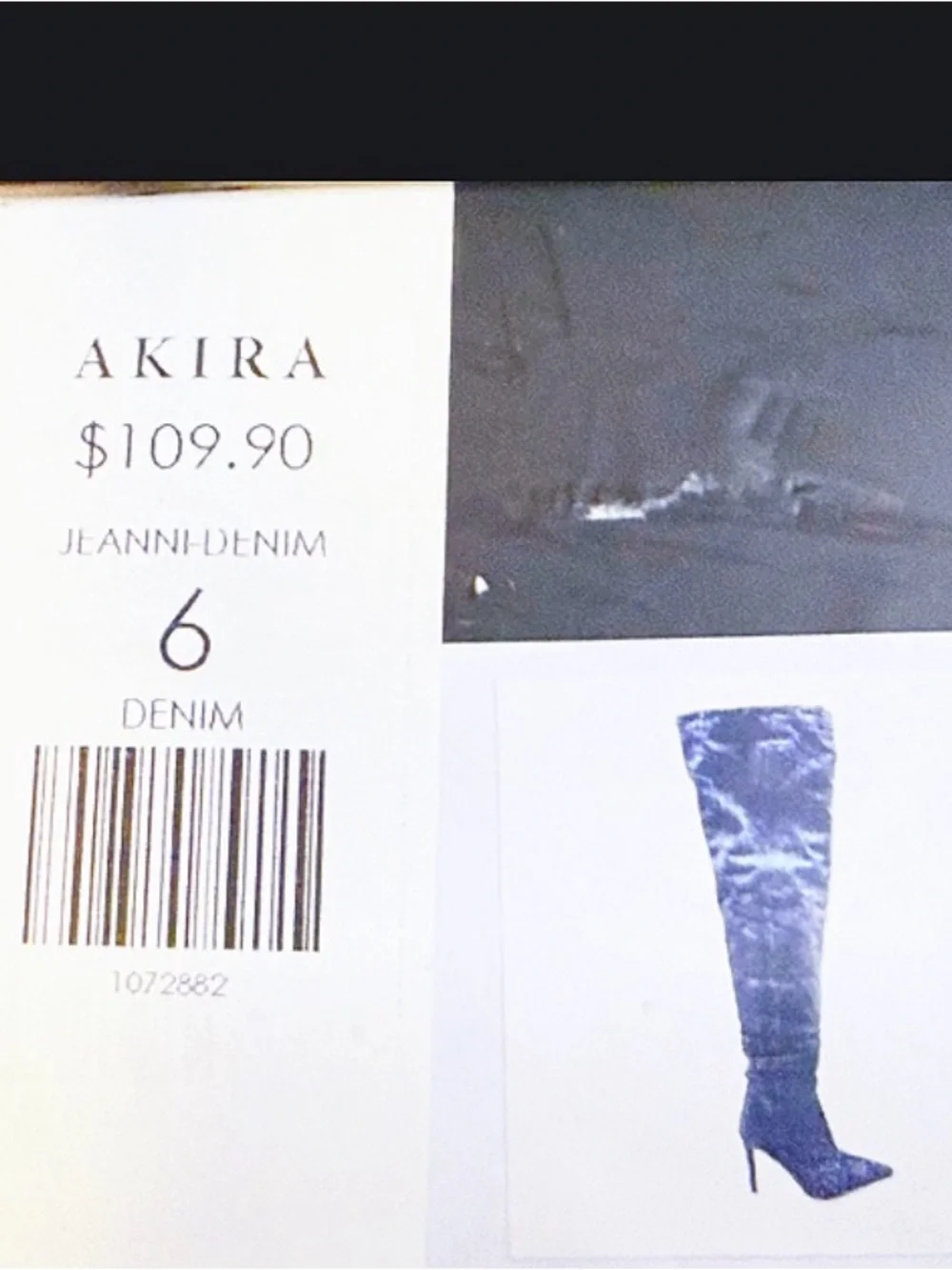 Azalea Wang Rare Designer Denim Paint Splatter Stiletto thigh-high Boots Size 6